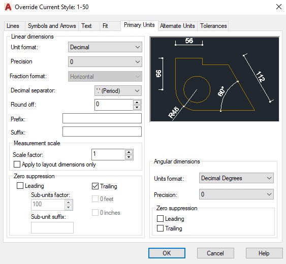 autocad dimension