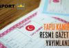 Tapu Kanunu ve Bazı Kanunlarda Değişiklik Yapılmasına Dair Kanun Resmi Gazete’de yayımlandı