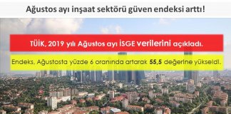 Ağustos ayı inşaat sektörü güven endeksi arttı!