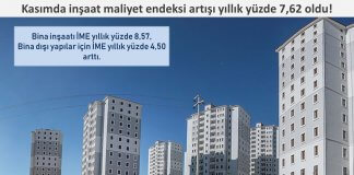 Kasımda inşaat maliyet endeksi artışı yıllık yüzde 7,62 oldu!