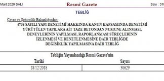 TAZE BETONDAN NUMUNE ALINMASINA DAİR TEBLİĞ