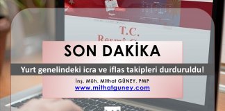 Yurt genelinde icra ve iflas takipleri durduruldu!