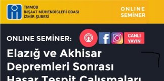 Elazığ ve Akhisar Depremleri Sonrası Hasar Tespit Çalışmaları “Online Seminer”